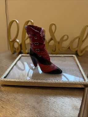 Just The Right Shoe Red and Black SnakeskinWrap Ankle Boot Collectible